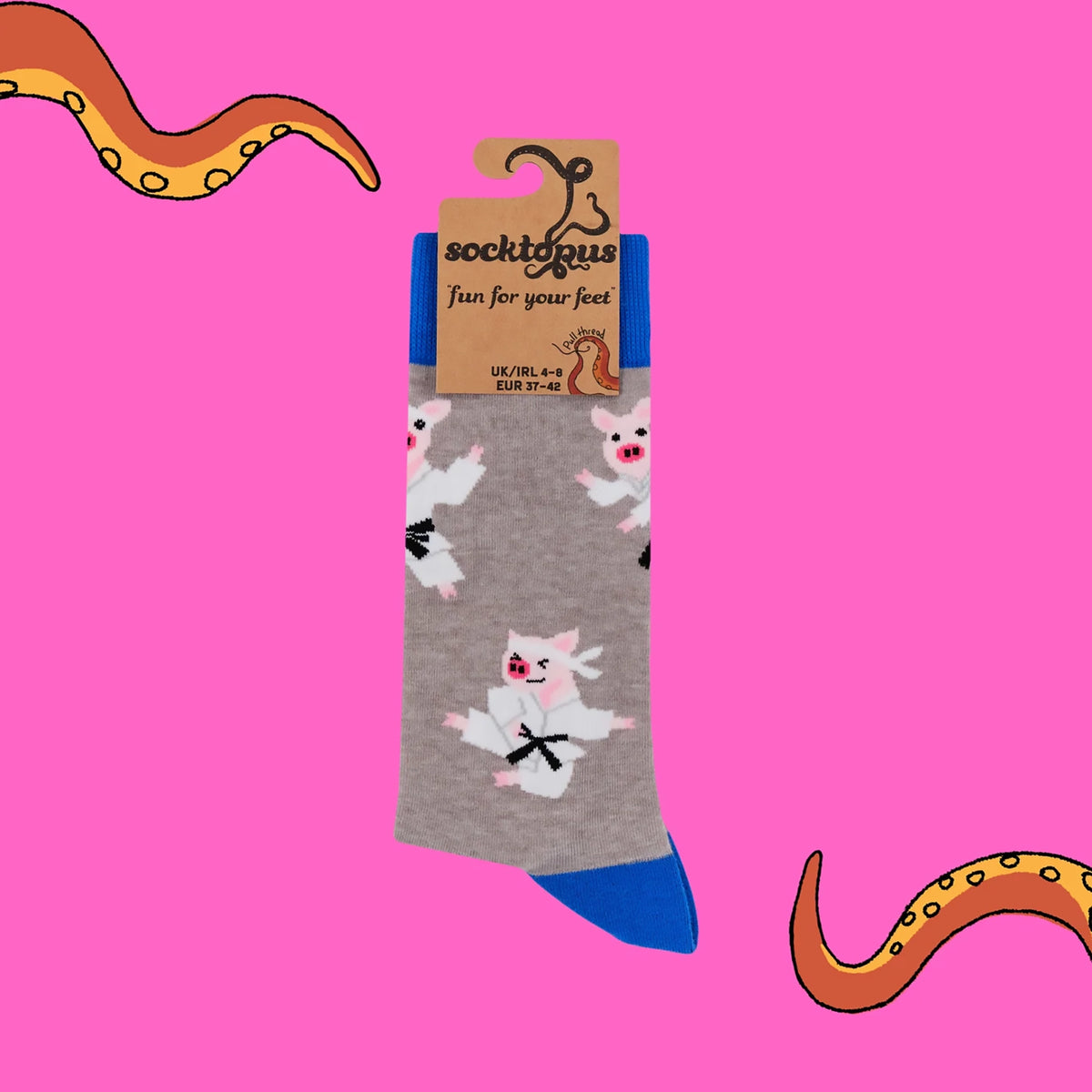 Karate Pig Pork Chop Socks | Grey