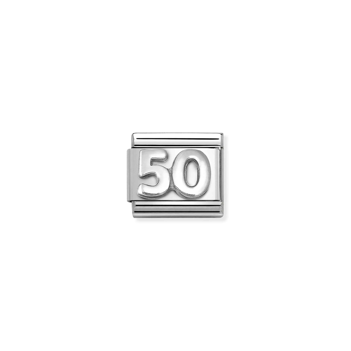 Nomination charm link featuring a silver number 50