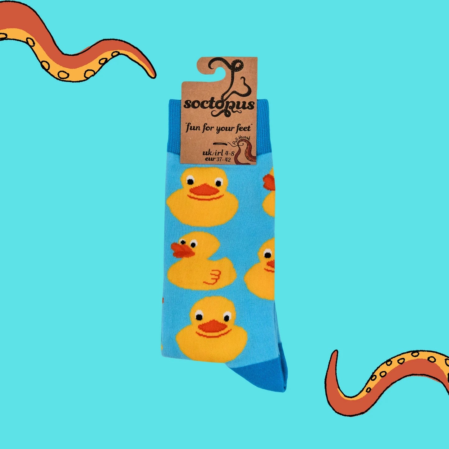 Turquoise rubber duck designs socks