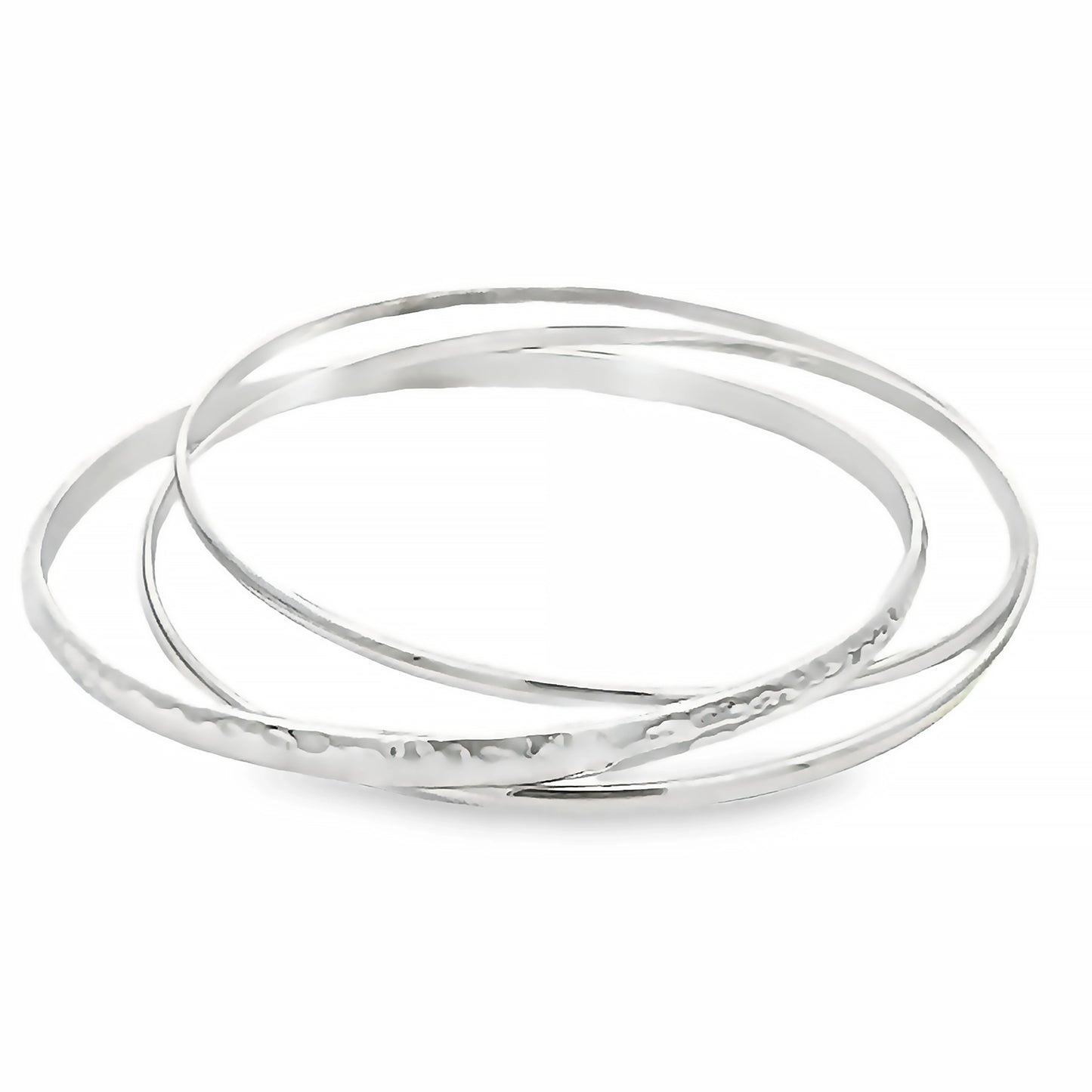 A silver bangle with 3 interlocking rings