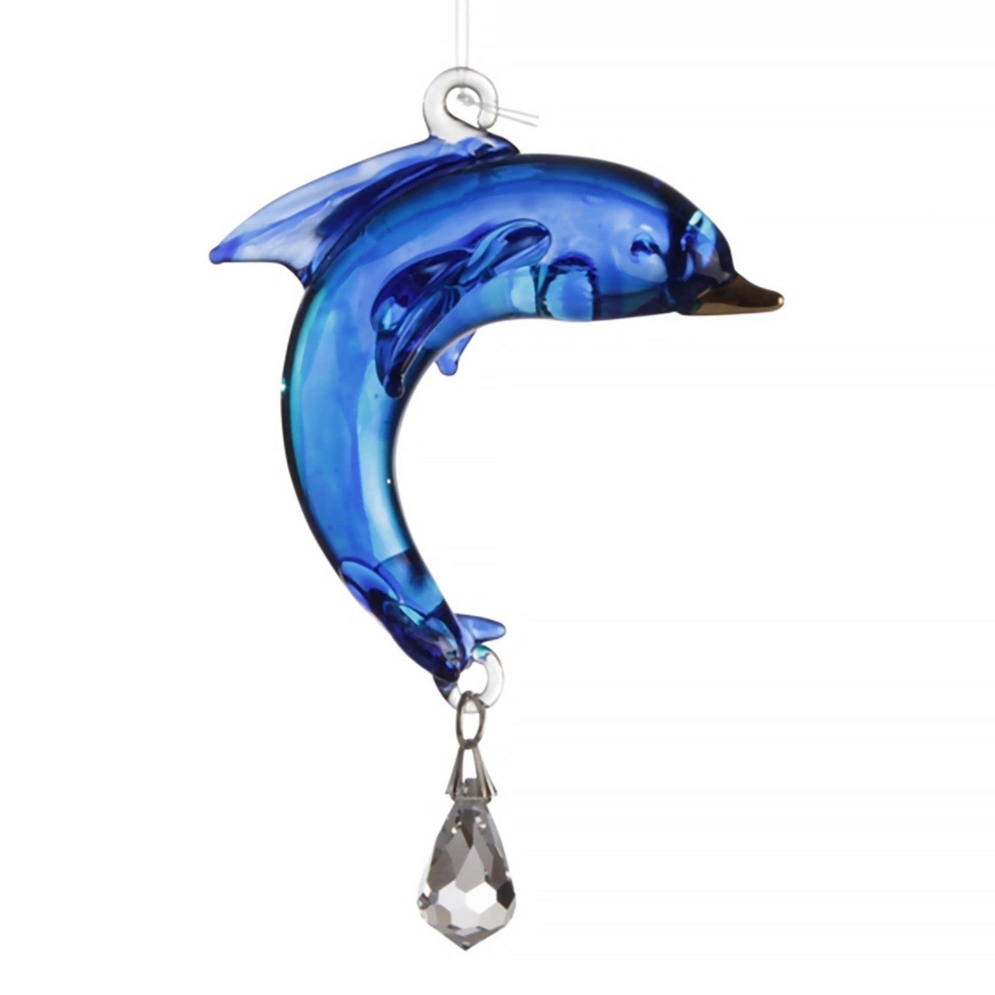 Blue hanging crystal seahorse ornament