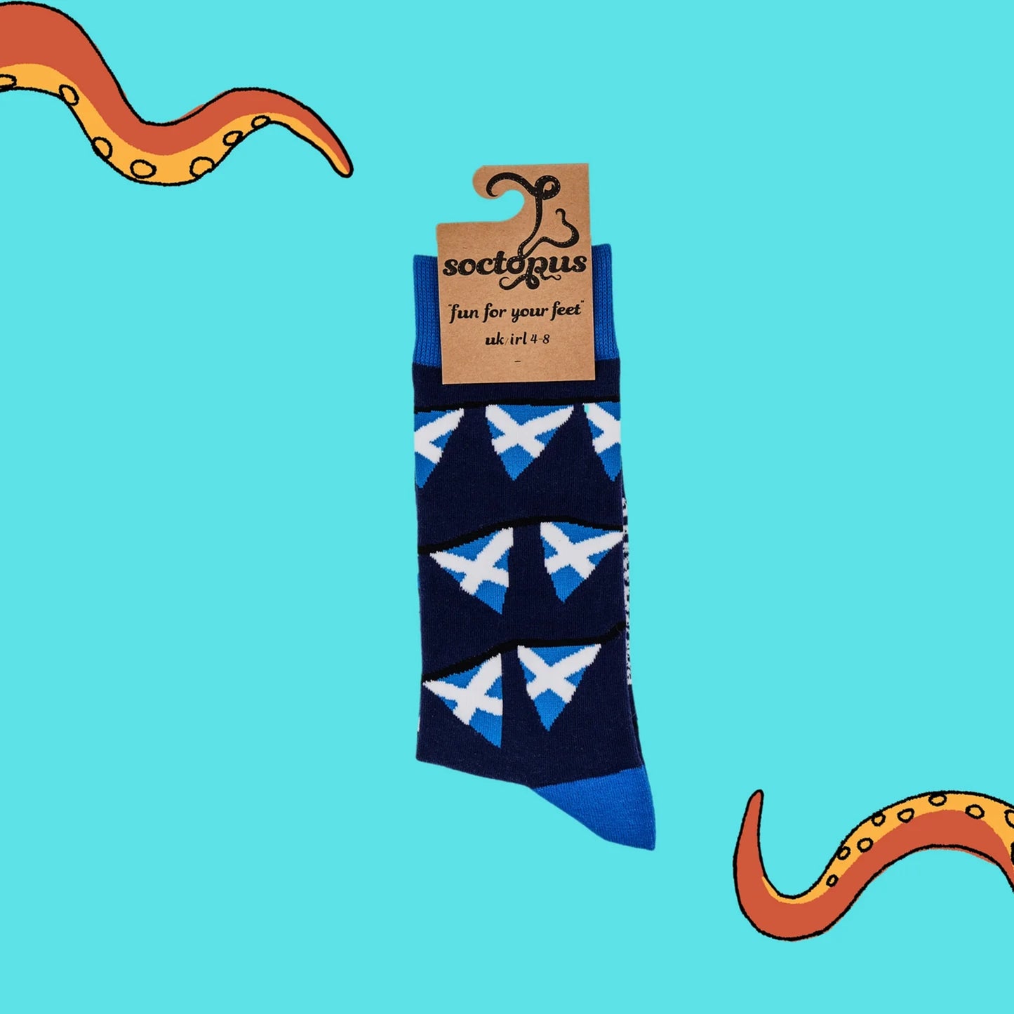 Navy Scottish Saltire bunting design socks