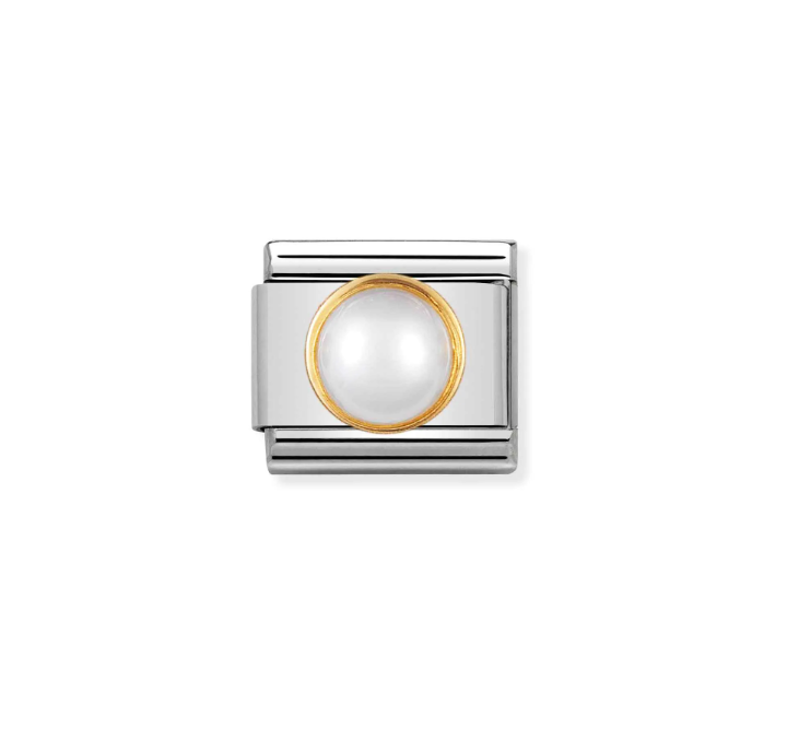 Pearl Round Charm - 18k Gold