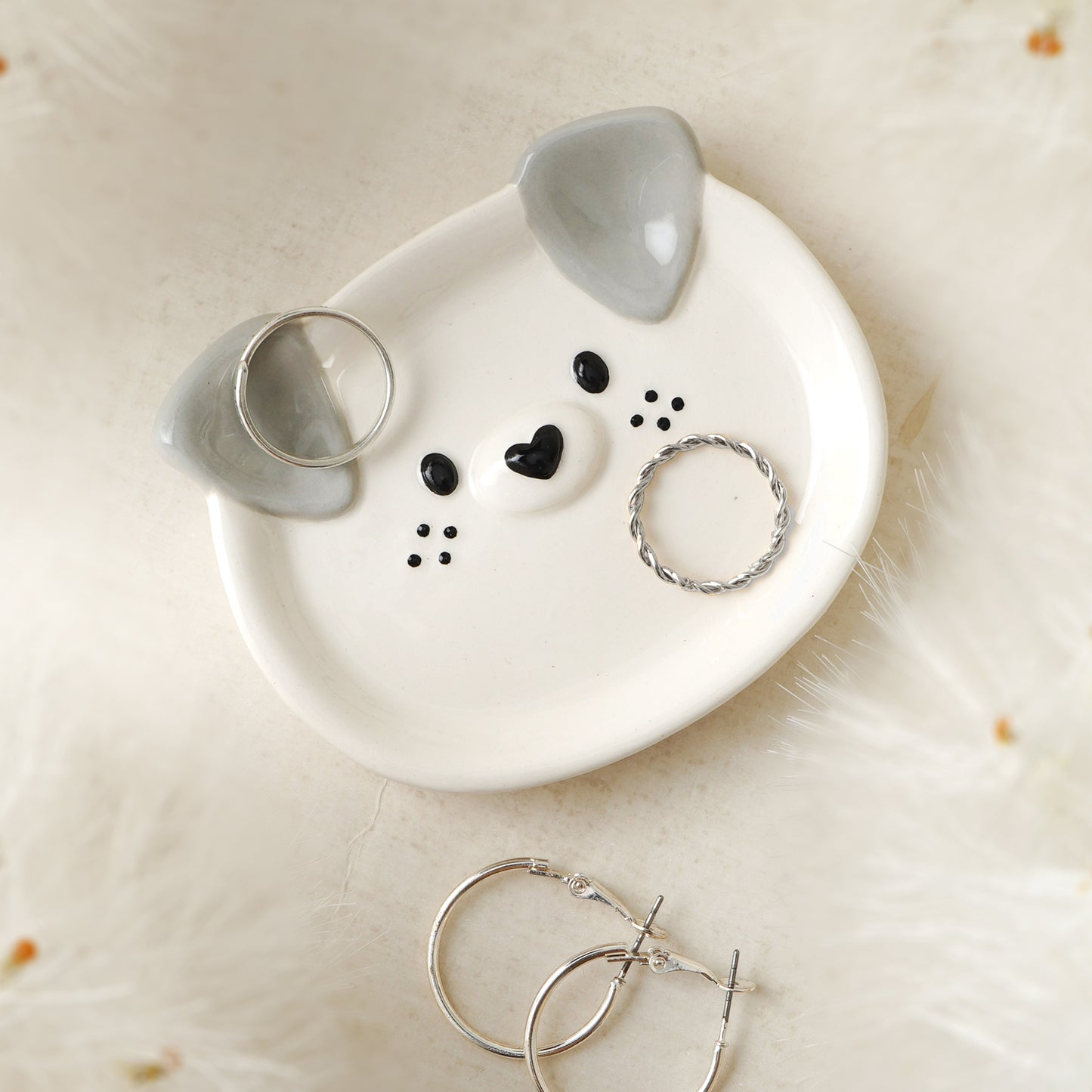 Ceramic jewellery catch all dish shaped like a dog lifestyle