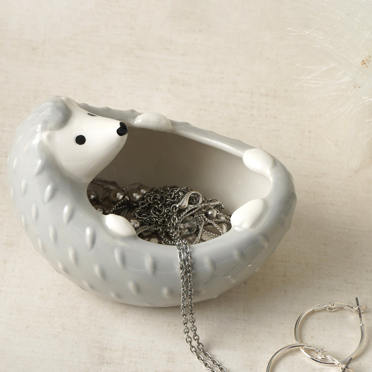 Ceramic hedgehog shaped ceramic trinket dish