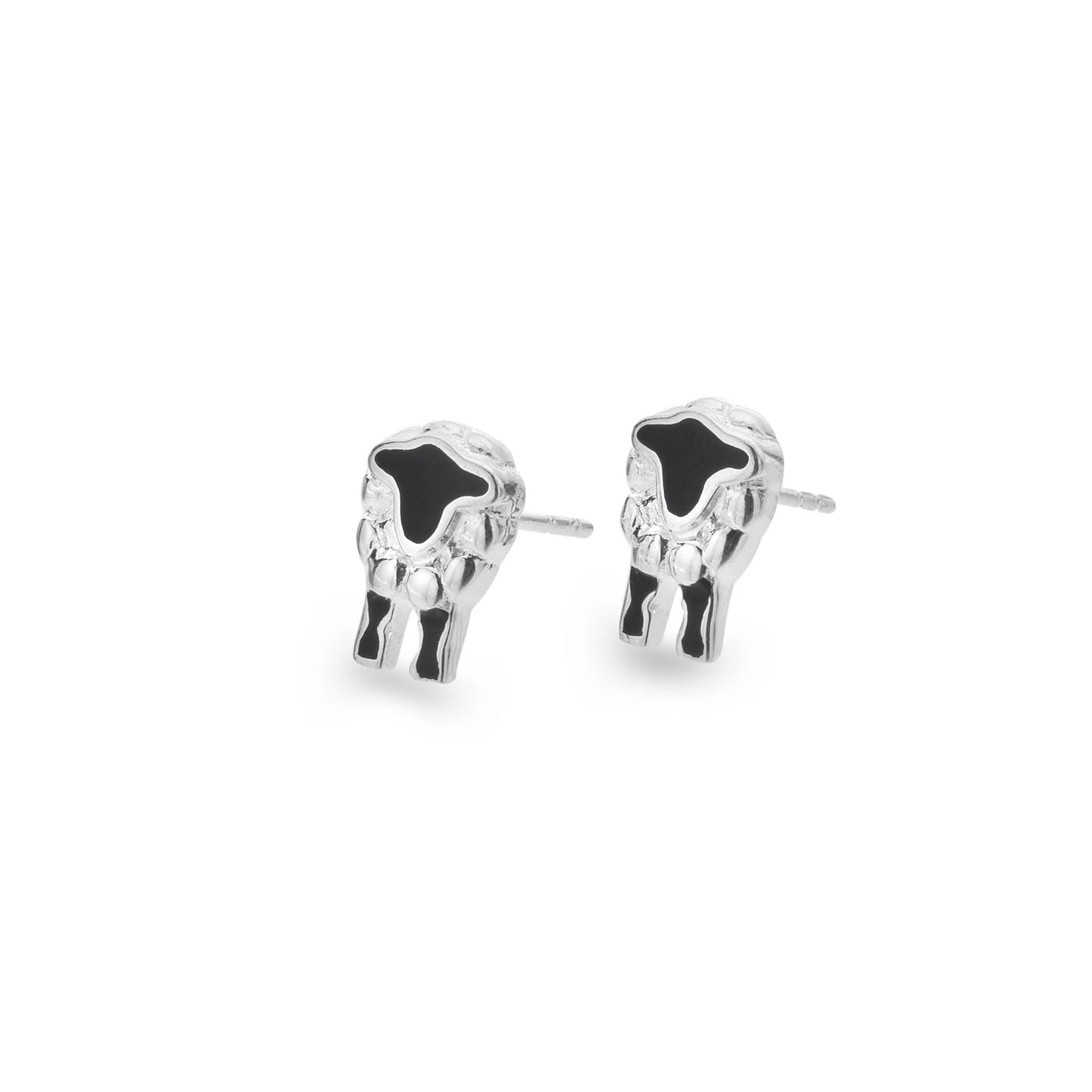 Silver and enamel sheep shaped stud earrings