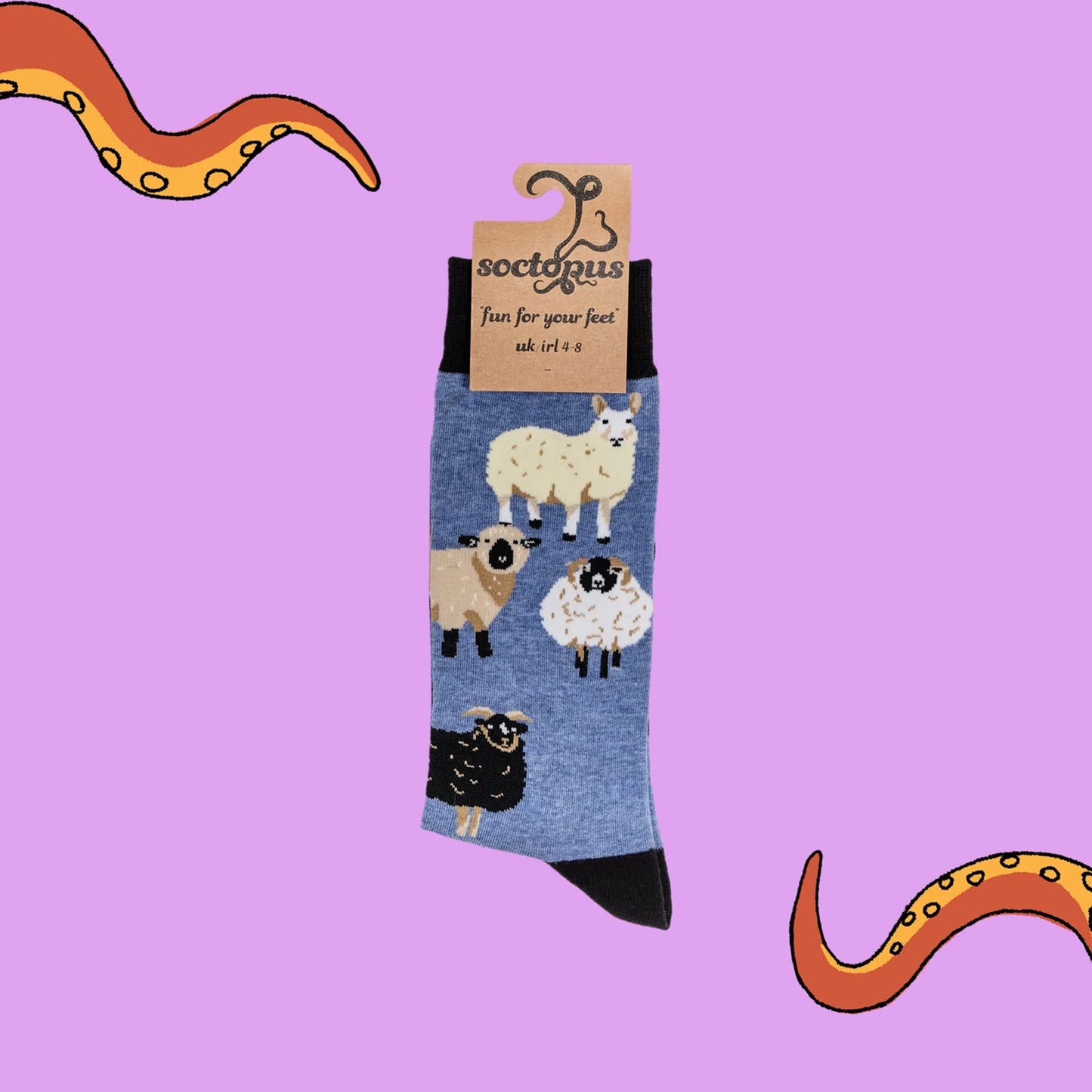Denim blue socks with adorable sheep design
