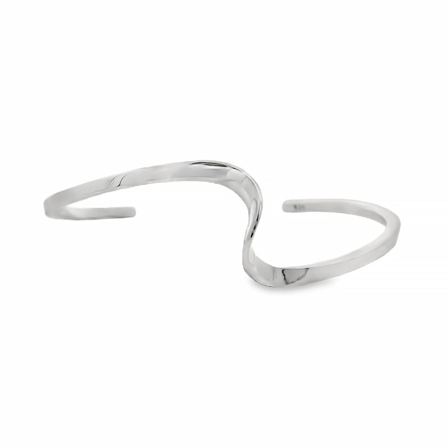 Silver grab bangle with a twist and squiggle design