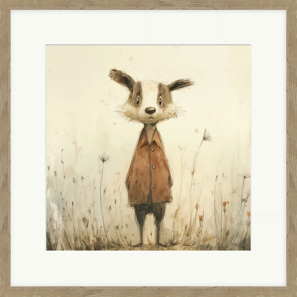 Stick Leg Badger | Framed Print by Lucy Hart