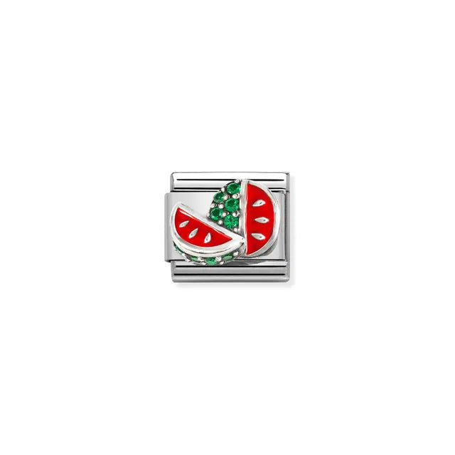 Watermelon Charm - Silver CZ