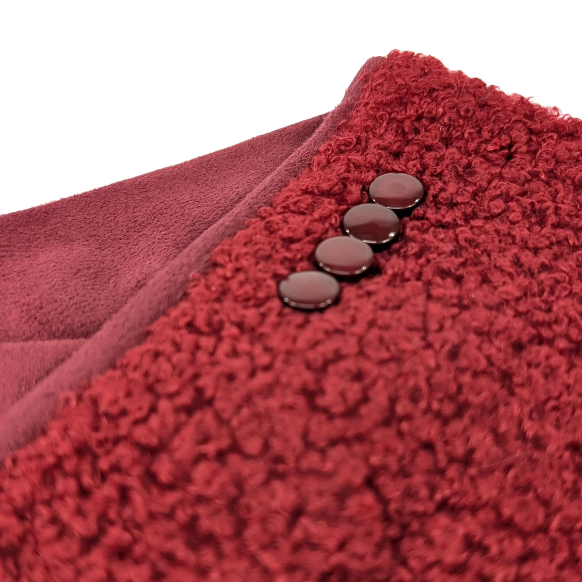Buttoned Teddy Gloves | Dark Red