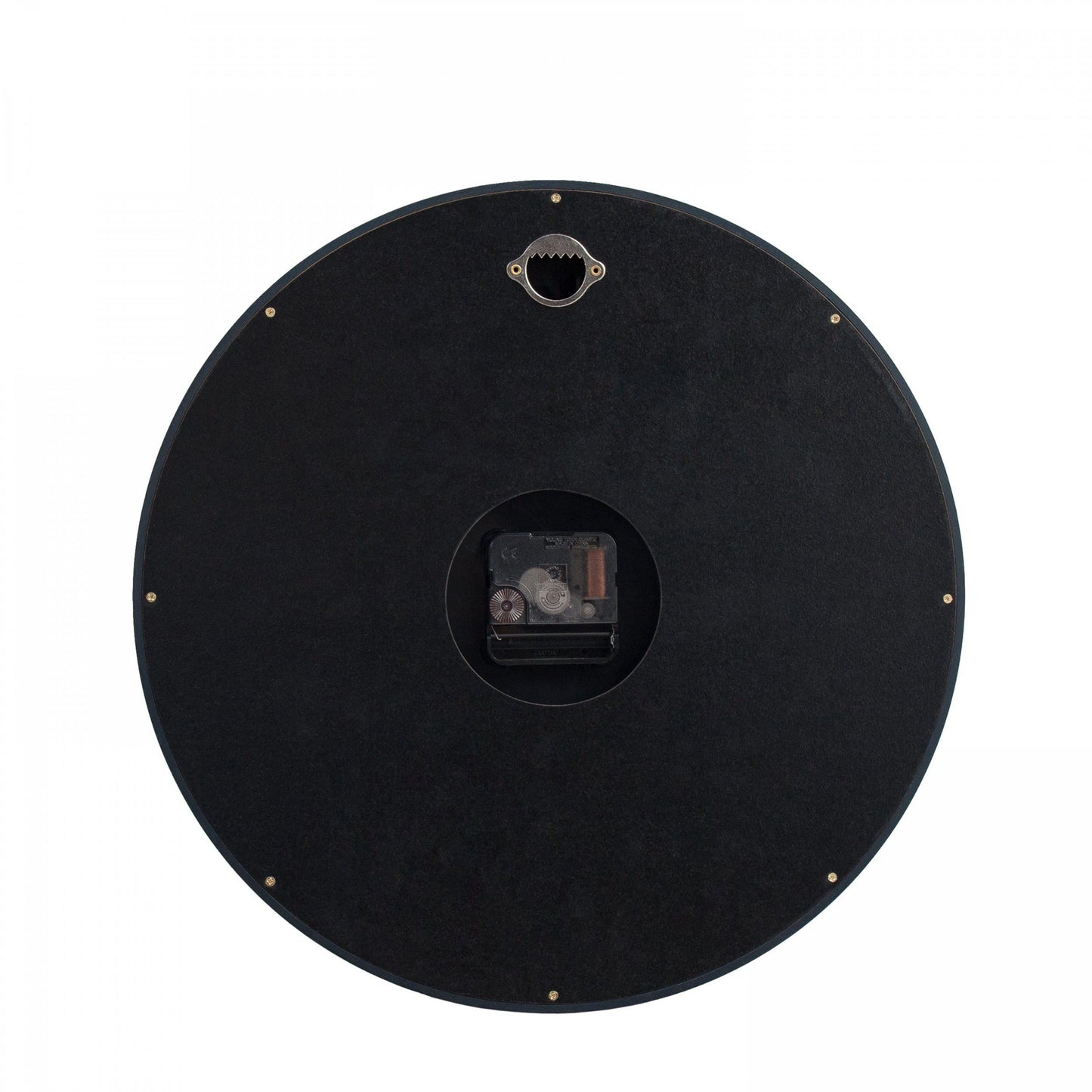 Plain black clock back showing battery casing and mechanism