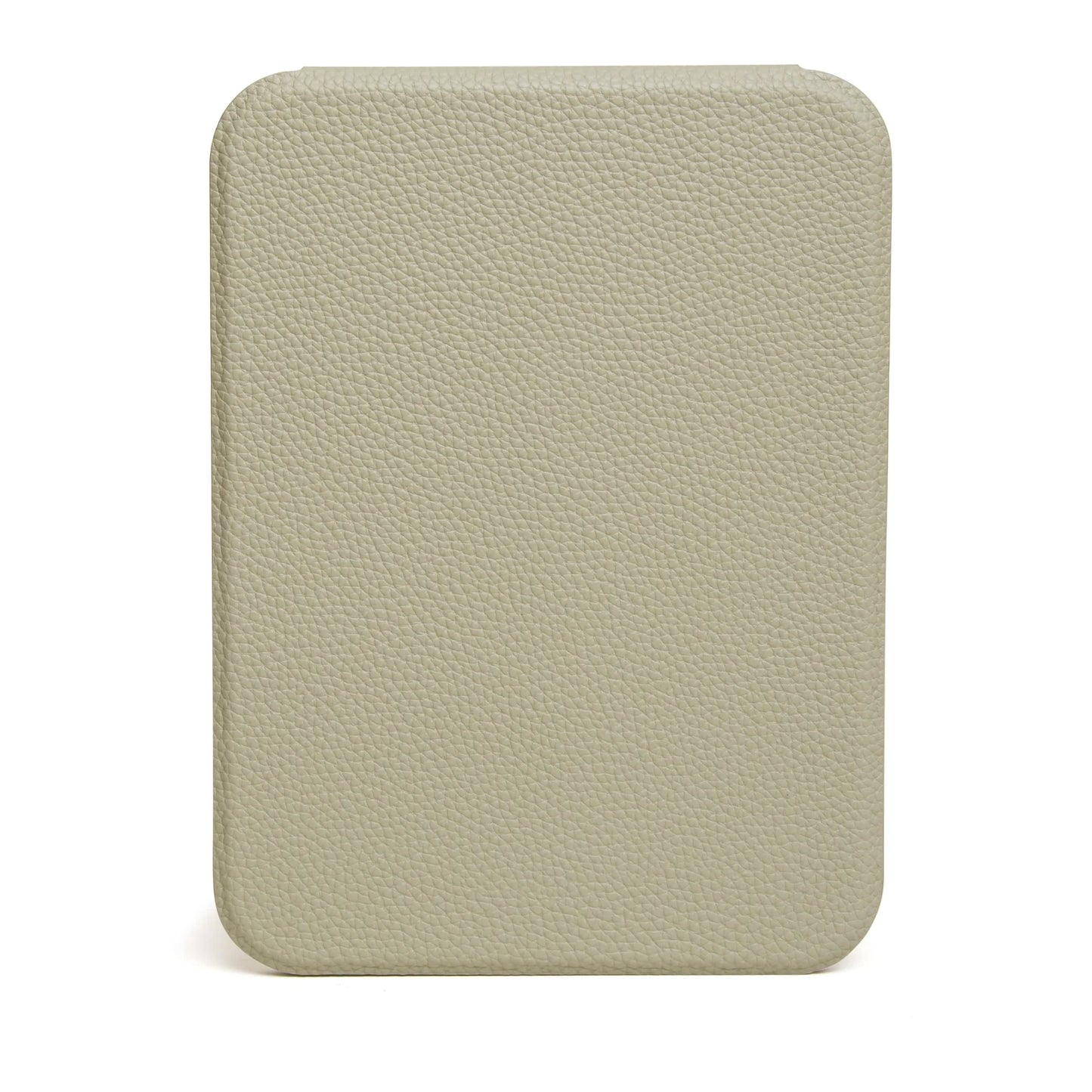 Pistachio green faux leather rectangular folding travel mirror closed back