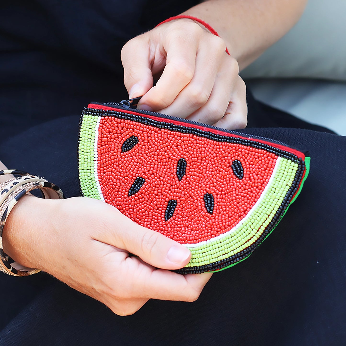 Beaded Zip Purse | Watermelon