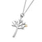 Silver pendant in illustrative tree shape with little golden heart detail, on a silver chain