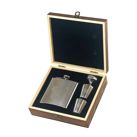 Hip Flask & Cup Set - Highland Cow