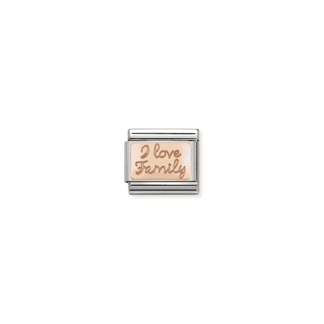 I Love Family Engraved Charm - 9K Rose Gold