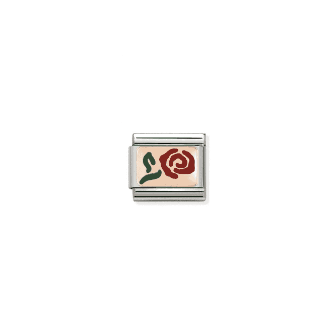 Red Rose Charm - 9K Rose Gold and Enamel