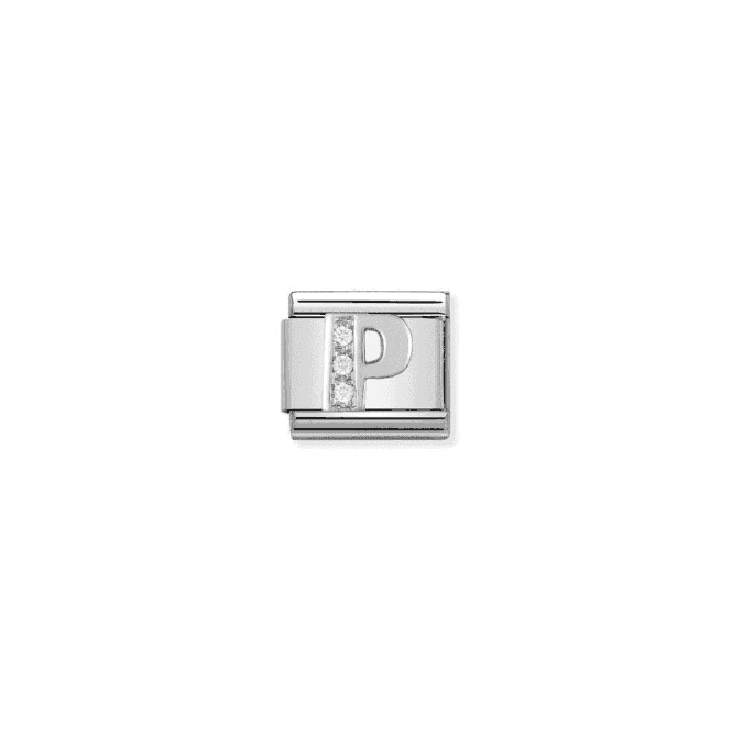 P Letter Charm - Silver-CZ