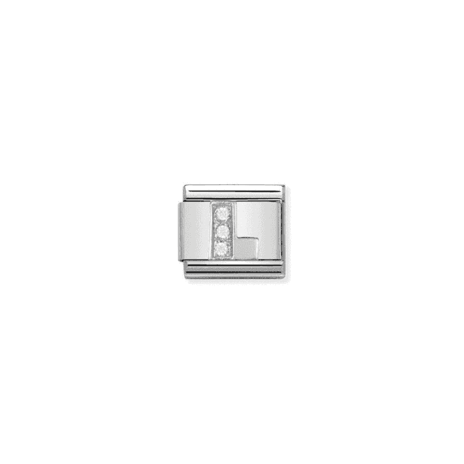 L Letter Charm - Silver-CZ