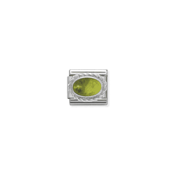 Peridot Oval Charm - Silver