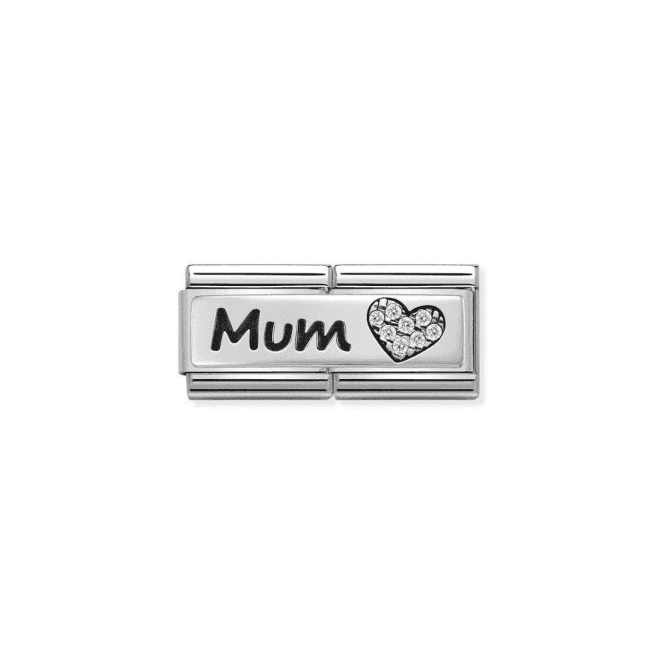 Mum Double Charm - Silver and CZ