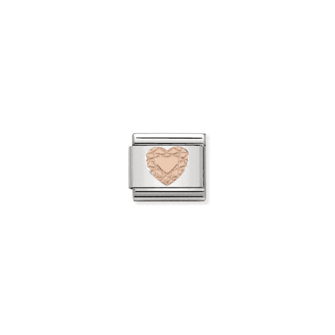Geometric Diamond Heart Charm - 9K Rose Gold