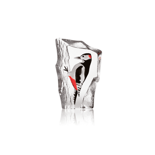 Cast Crystal Painted Woodpecker Sculpture