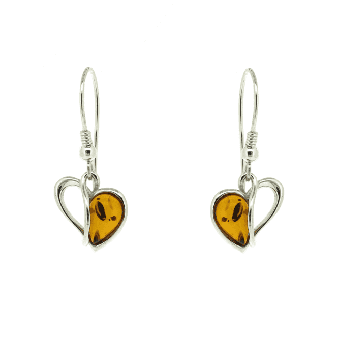 Amber Heart Drop Earrings