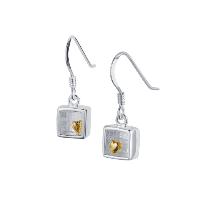 Heart of Gold Silver & Gold Drop Earrings