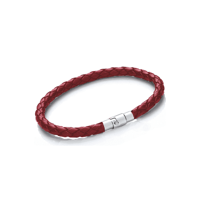 Red leather braided bracelet discount