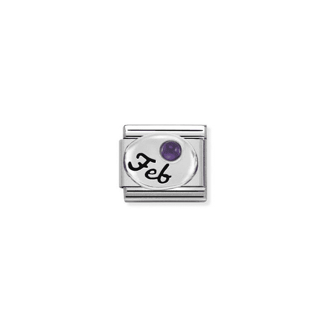 February Birthstone Silver Charm