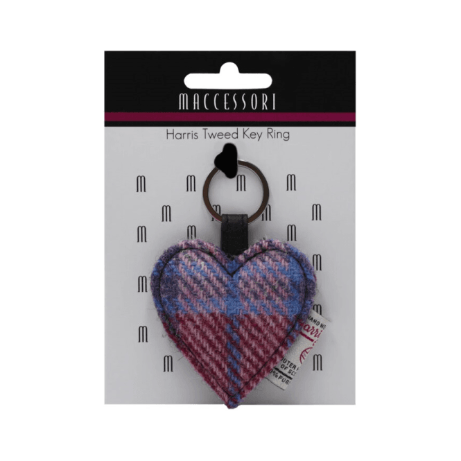 Harris Tweed Heart Keyring in Pastel Pink