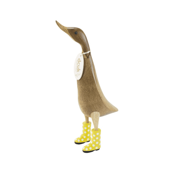 Wooden Welly Ducklet | Yellow Spotty