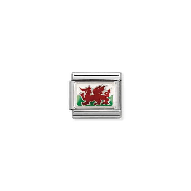 Welsh/ Wales Flag - silver and enamel