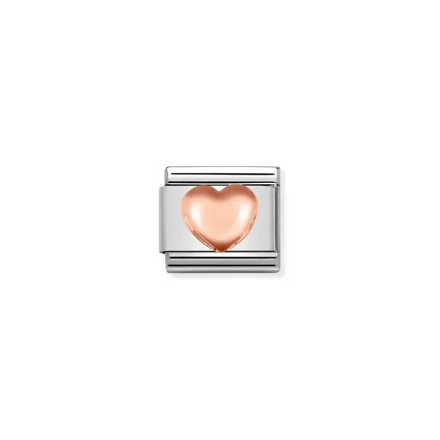 Raised Heart Charm - 9k Rose Gold