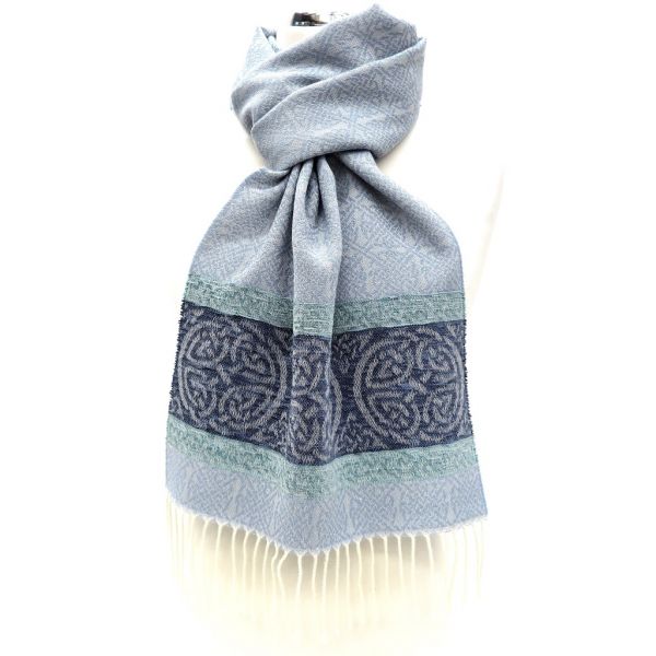Celtic Border Scarf in Alaska Blue