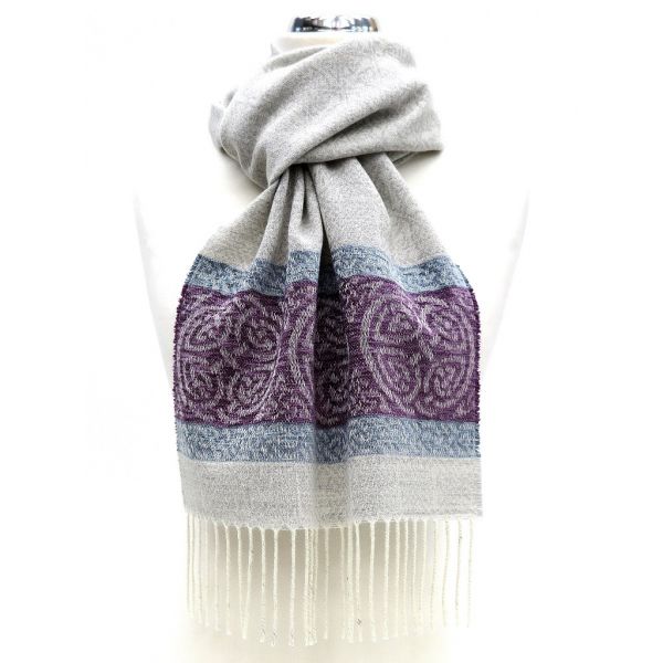 Celtic Border Scarf in Arctic Grey