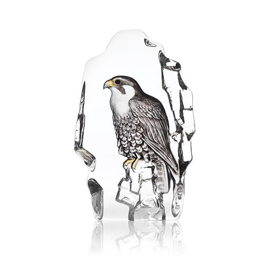 Cast Crystal Painted Falcon Sculpture