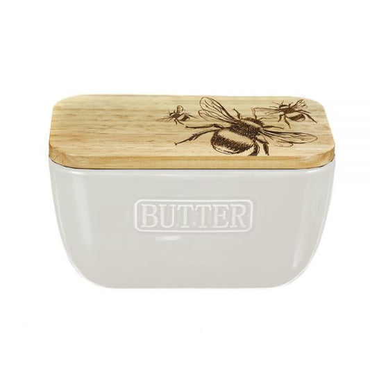 Bee Butter Dish - White