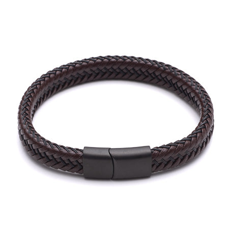 Recycled Brown Leather Plaited Bracelet
