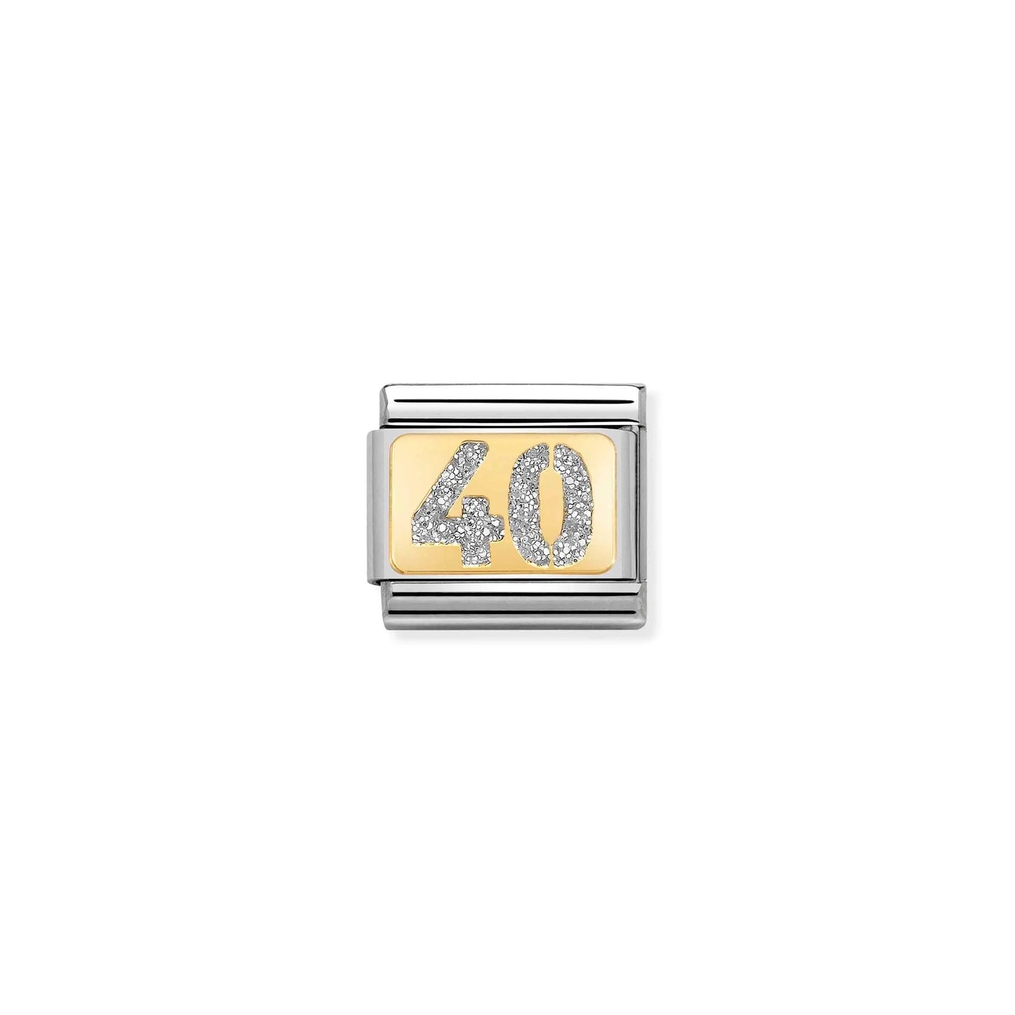 Age / Number 40 Glitter Link | 18k Gold & Enamel