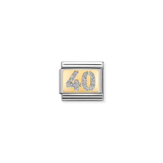 Age / Number 40 Glitter Link | 18k Gold & Enamel