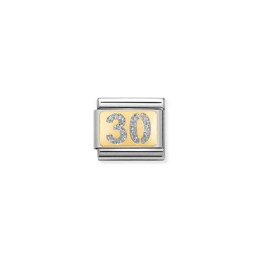 Age / Number 30 Glitter Link | 18k Gold & Enamel