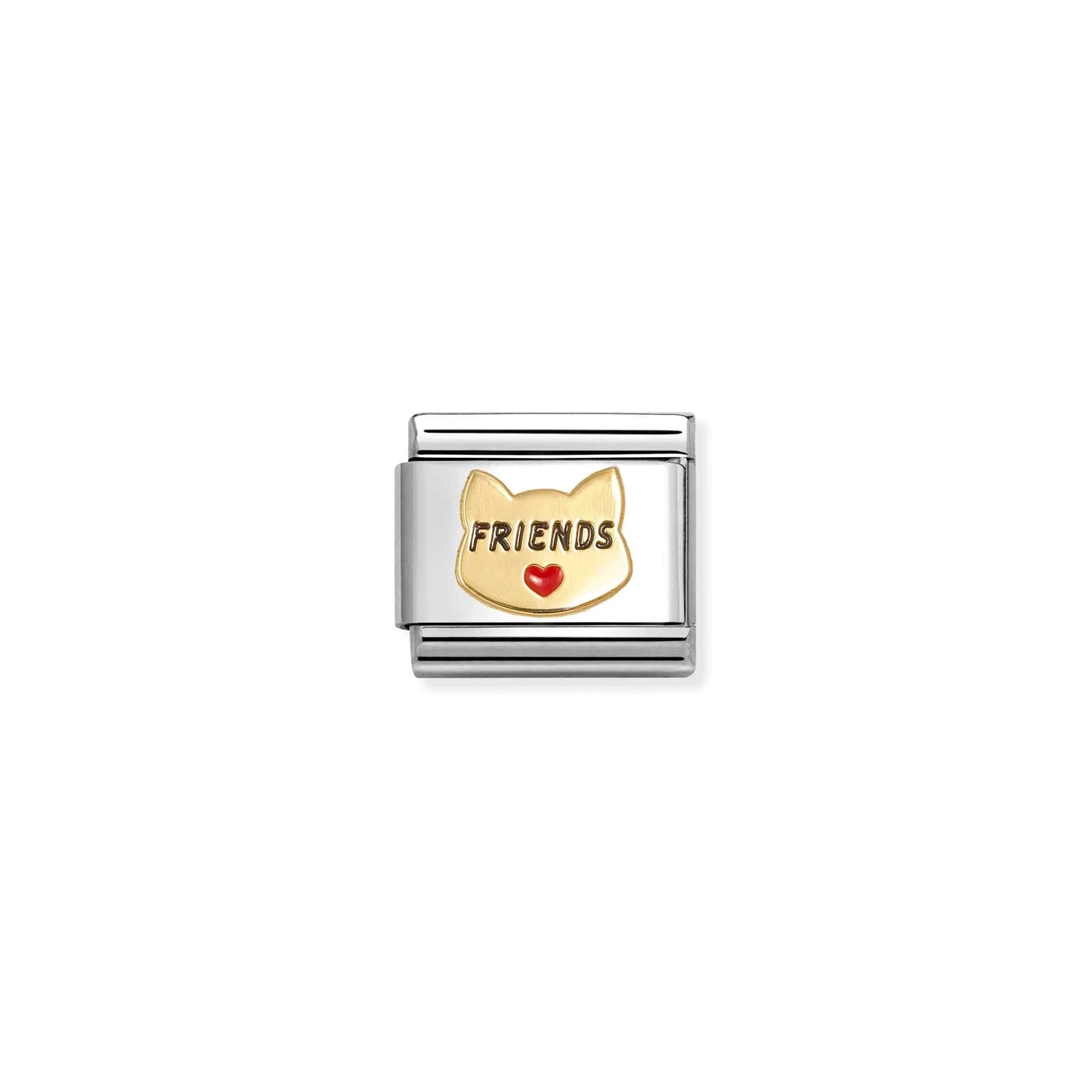 Cat Friend with Heart Link | 18k Gold & Enamel