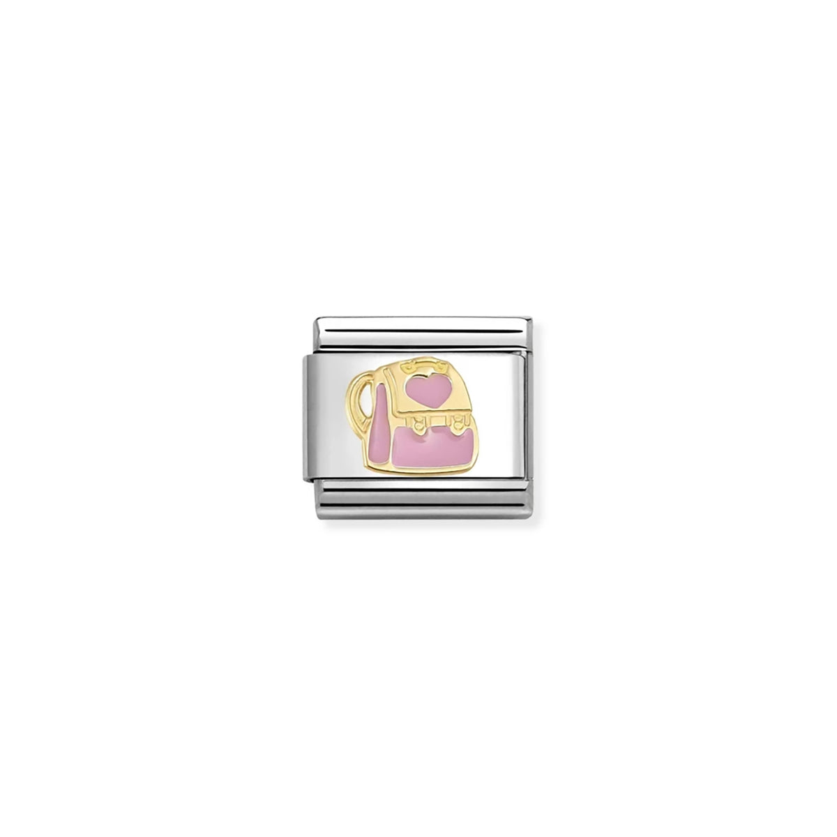 Pink Backpack Link | 18K Gold & Enamel