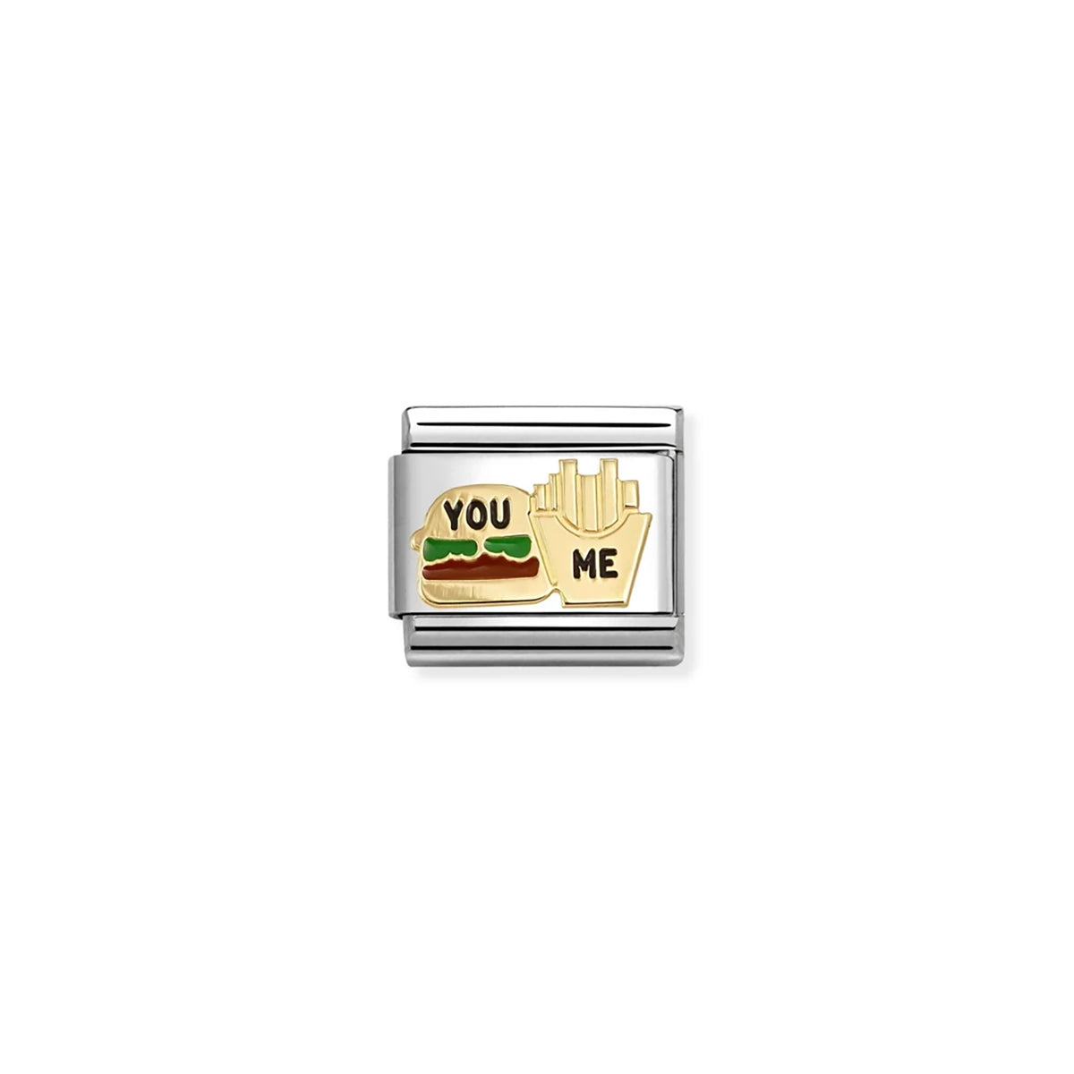 You and Me, Burger and Fries Link | 18K Gold & Enamel