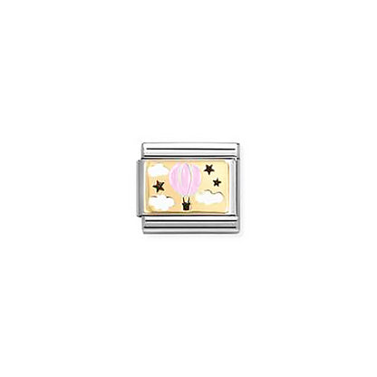 Hot Air Balloon Pink Link | 18k Gold & Enamel