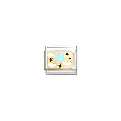 Hot Air Balloon Blue Link | 18k Gold & Enamel