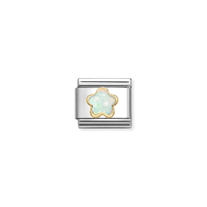 White Flower Opal Link | 18K Gold